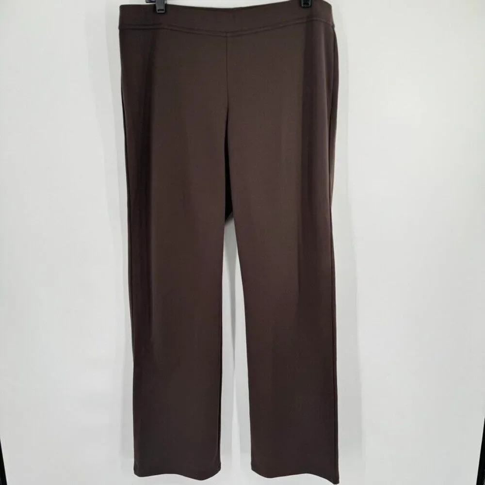Eileen Fisher womens Brown Ponte Knit Elastic Waist Pull On Pants Size large